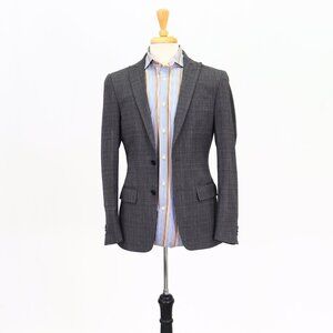 John Varvatos 36R Gray Check 2-Button Sport Coat Blazer Jacket T024